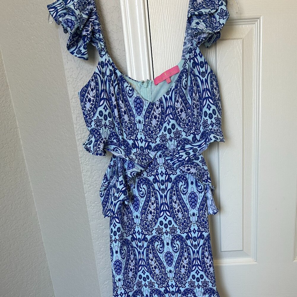 Simply Southern Blue Paisley Ruffled Tier Maxi Dress with Side Cutouts - Medium